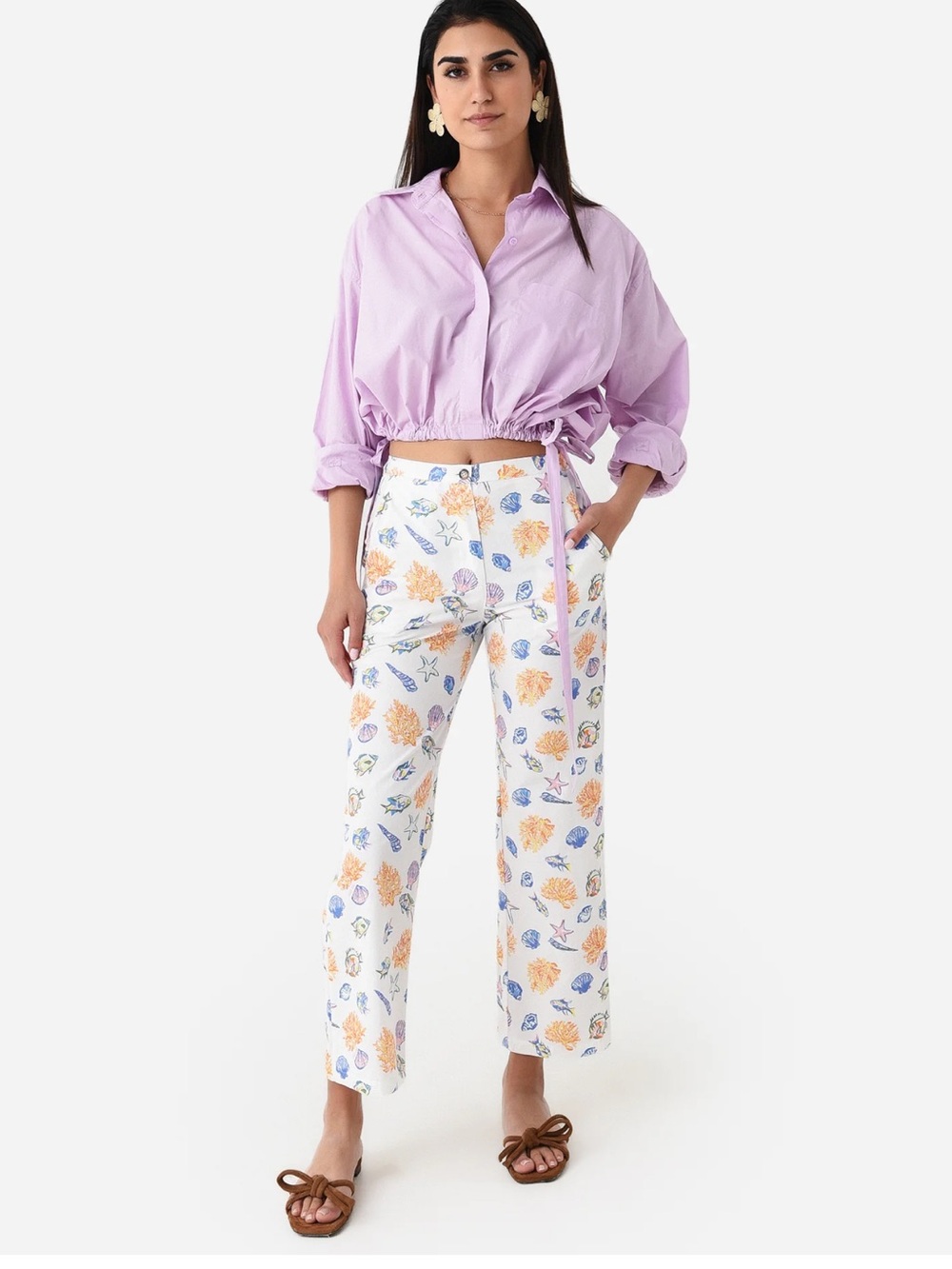 Ciao Lucia Seashell Print Cotton Pants